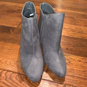 Gray snake skin booties